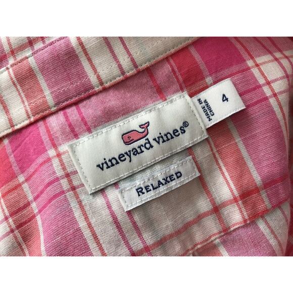 Vineyard Vines Relaxed Fit Plaid Shirt Button Up Blouse Whale Logo Womens Size 4 - Picture 9 of 10